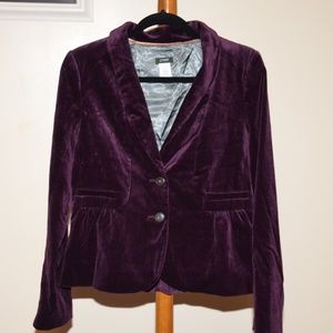 Cotton Velvet Grape Blazer J. Crew
